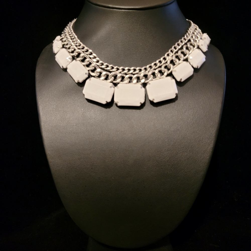 Estate Faceted Lucite Beaded Chain Link Necklace